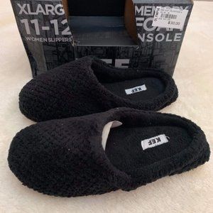 KEF - Memory Foam Slippers Black NIB